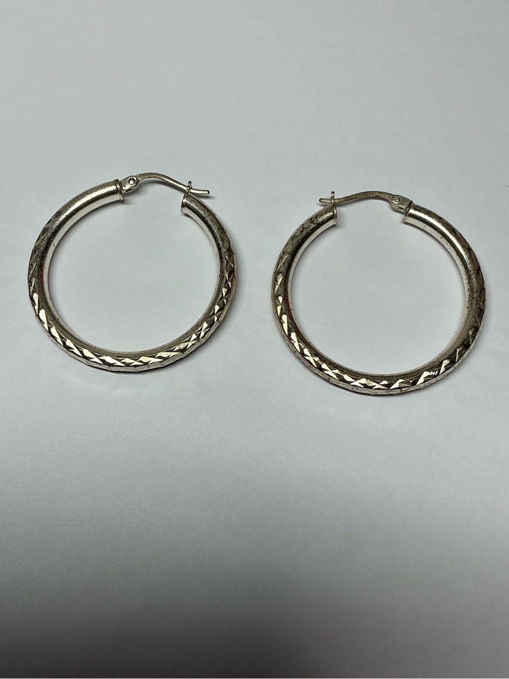 Sterling Silver Classic Textured Hoop Earrings - Women's Jewelry